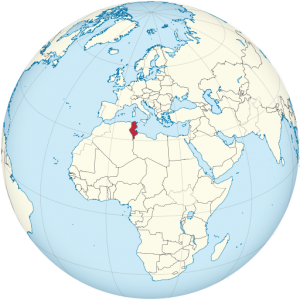 Tunisia on the globe (North Africa centered)